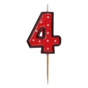 Zahlenkerze, Geburtstagskerze "4" rot, ca. 85 mm