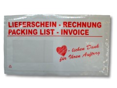 Dokumententaschen Begleitscheintaschen *Lieferschein/Rechnung* "Herzlichen Dank" DIN Lang, 1000 Stk.