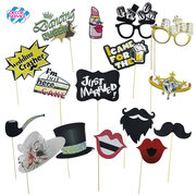 Party Props Fotobox  Requisiten Accessoires Set "Hochzeit"  16-teiliges Set