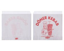D�nerbeutel mit Aufdruck D�ner Kebab Papier wei� 16x16 cm, 2000 Stk.