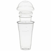 BIO Trinkbecher 500ml mit Domdeckel ohne Loch + Einsatzbecher 90ml PLA 100 Stk.