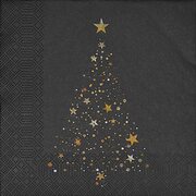 Weihnachtsservietten 3-lagig 33 x 33 cm Weihnachtsbaum in der Nacht, 20 Stk.