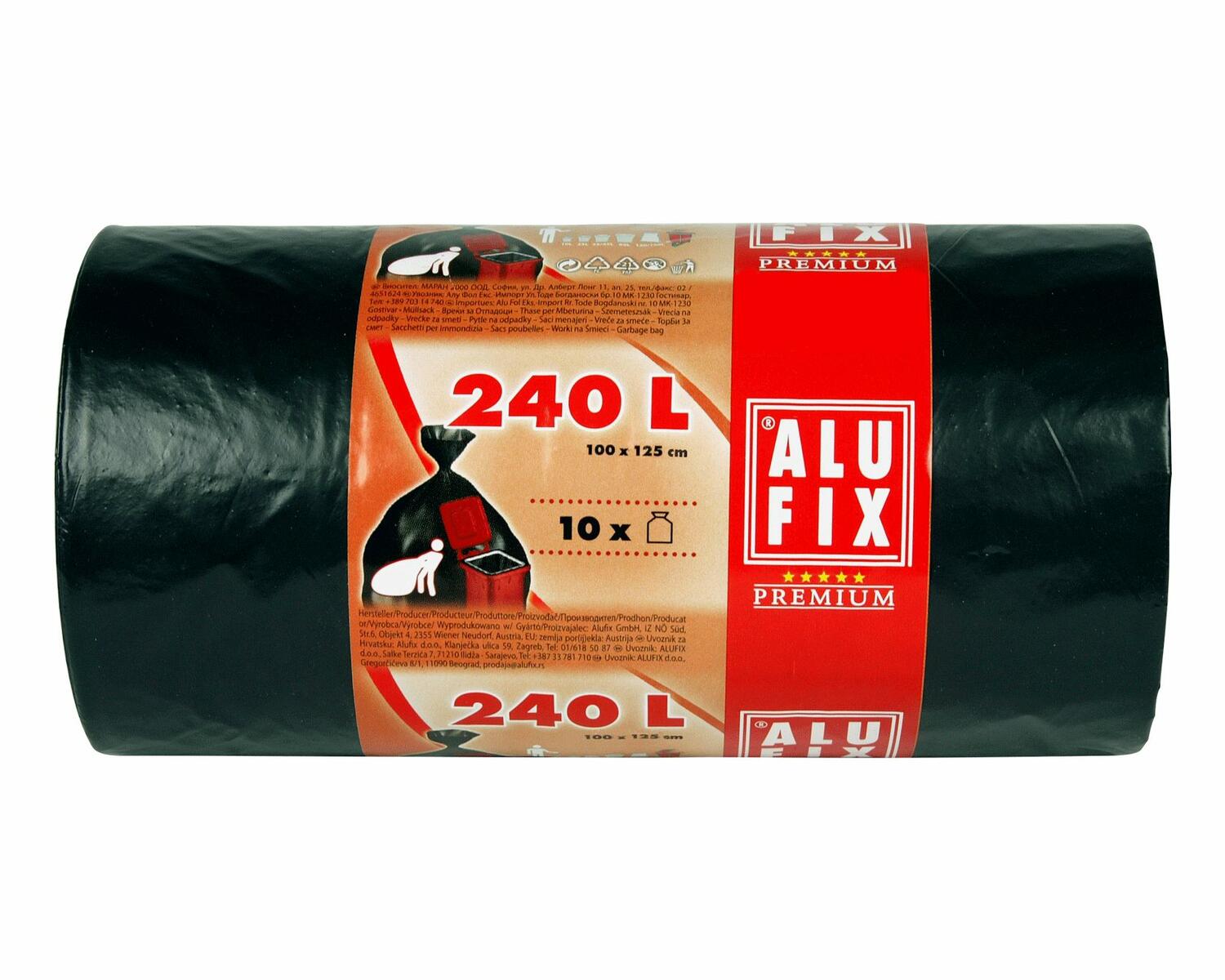 ALUFIX Mllscke extra Stark 240 L, HDPE 100x125 cm 35my, schwarz, 10 Stk.