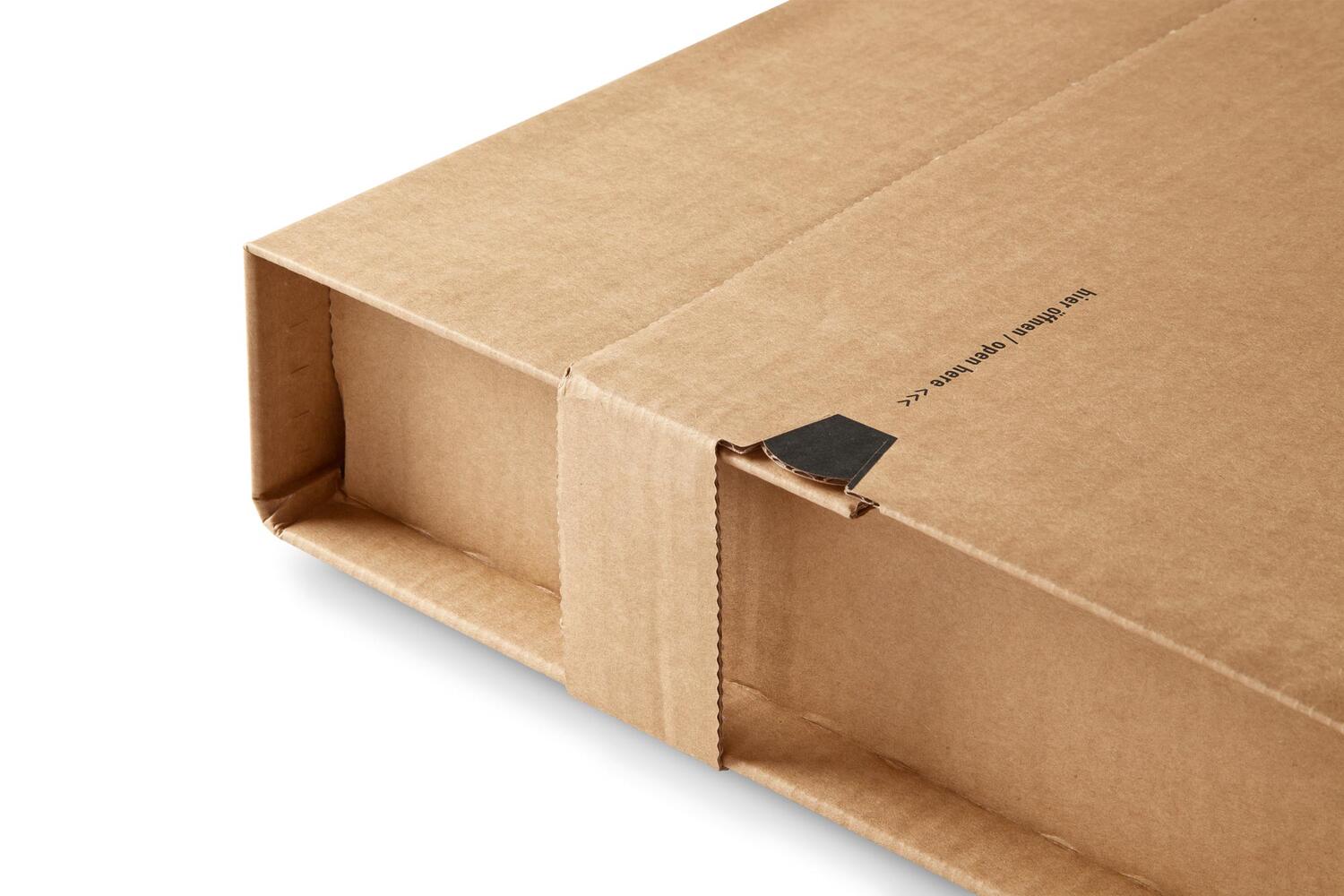 ColomPac Robuste Versandverpackung 511 x 344 x -102mm mit Sicherungslaschen, Selbstklebeverschluss & Aufreifaden braun