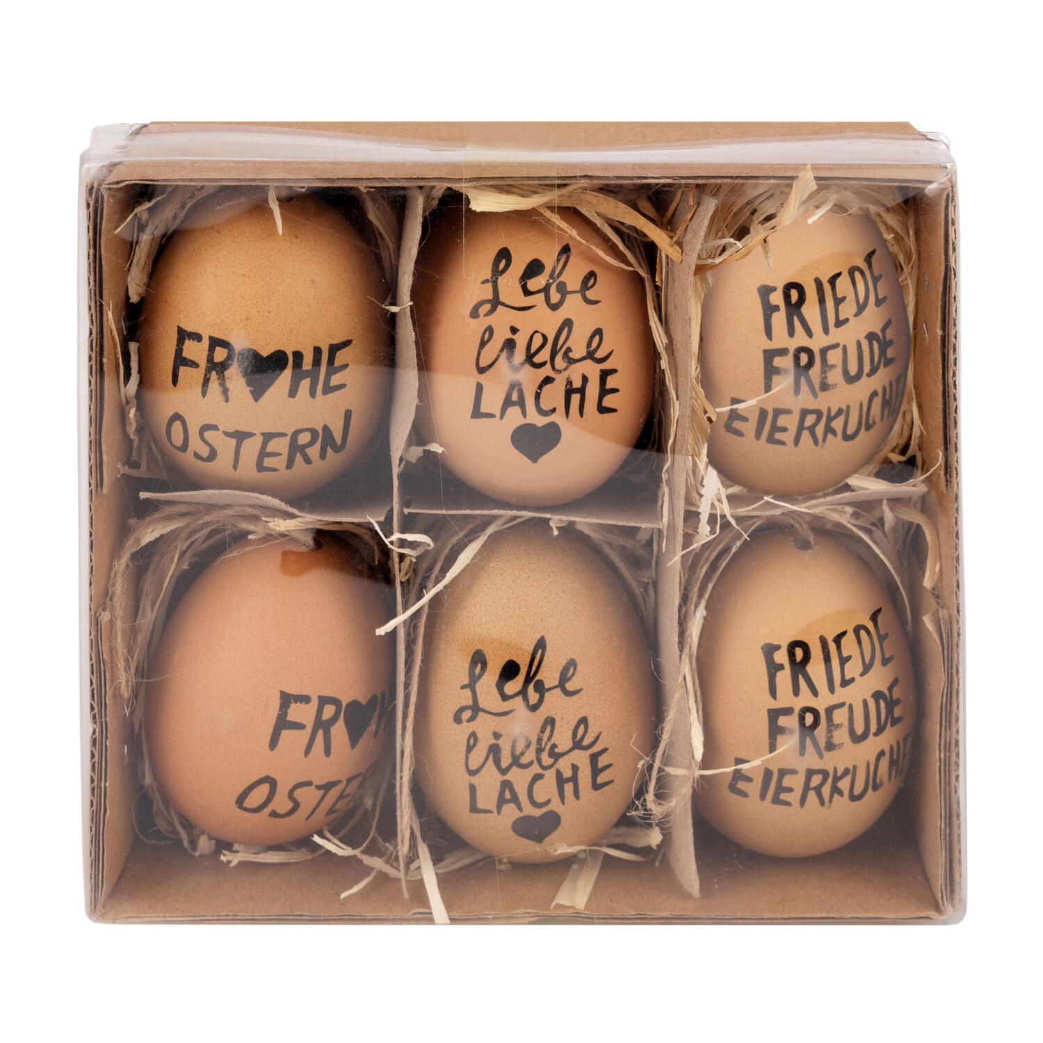 Ostereier Naturecht Statement braun 6 cm, 6 Stk.