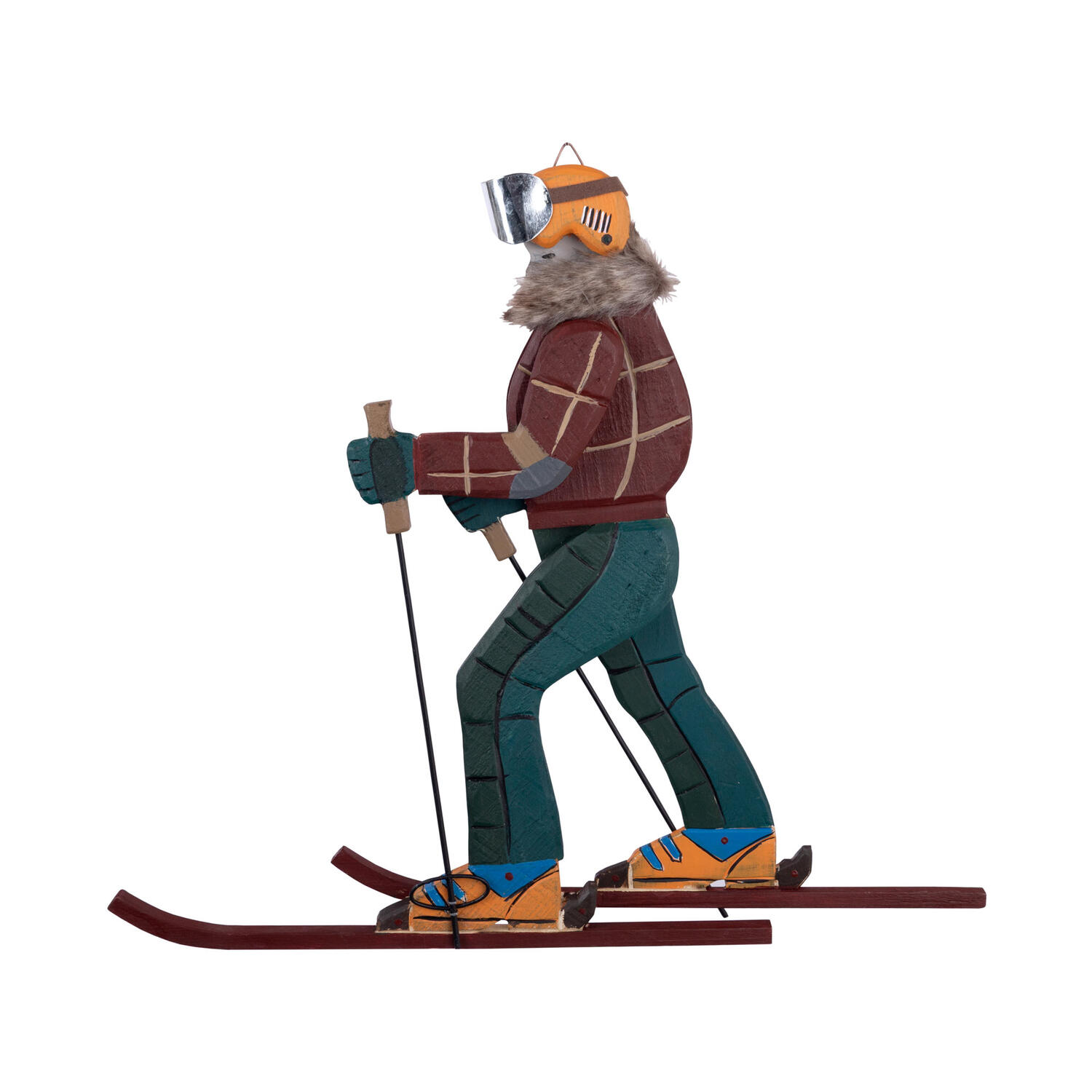 Skifahrer Vintage aus Holz ,Deko zum Hngen 50cm