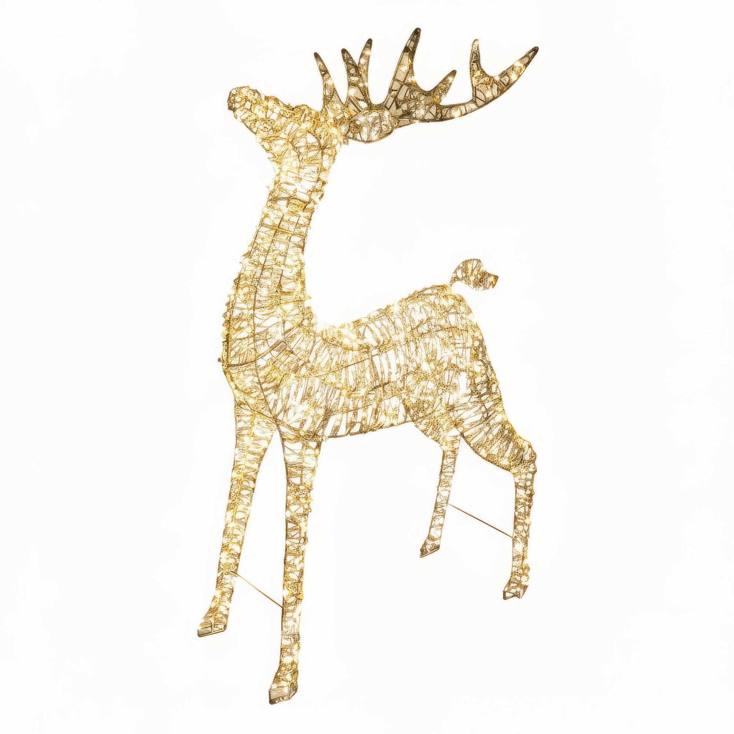 Rentier aus Metall/PET gold, mit LED, warmwei�, 100cm