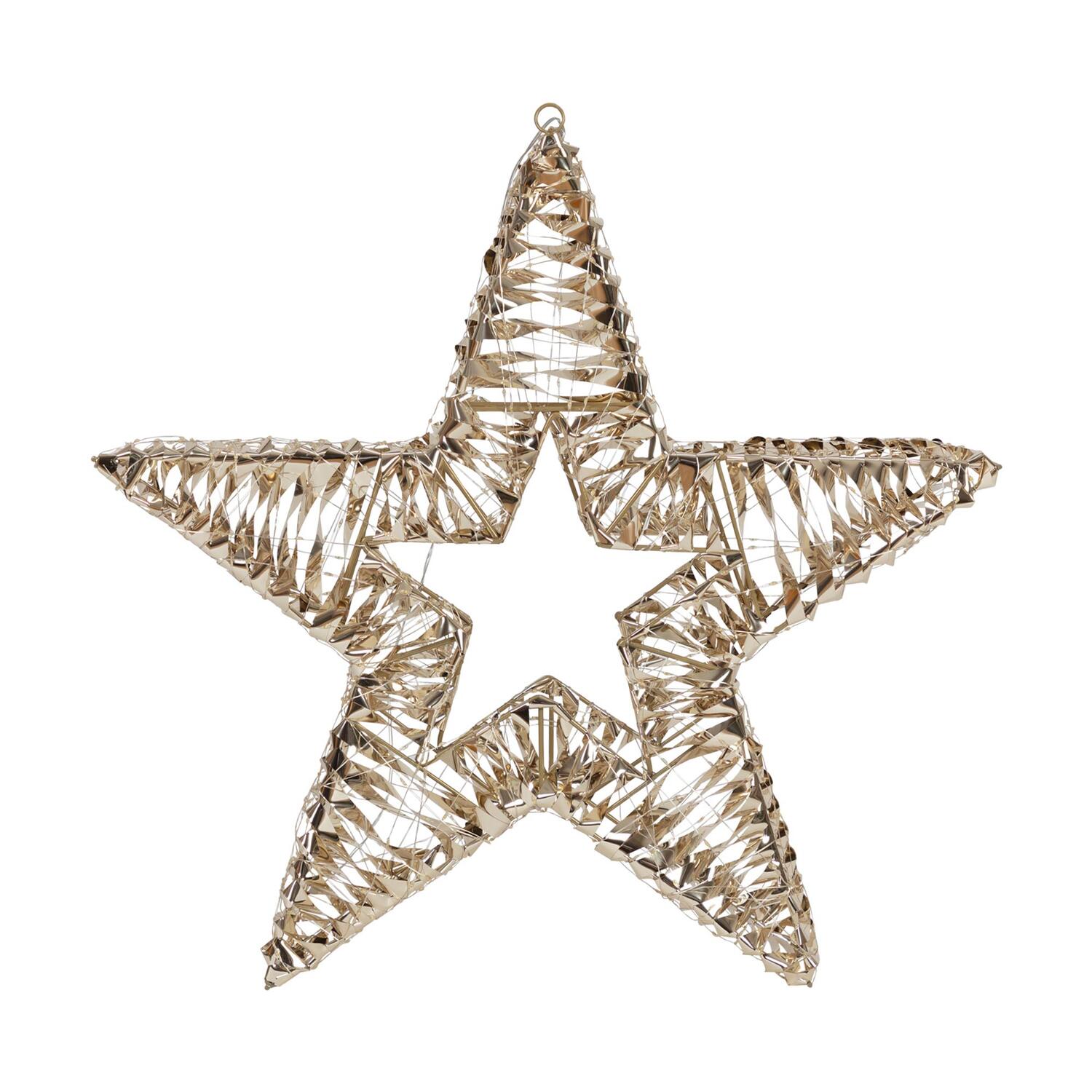 Stern, aus Metall/PET gold, mit LED, warmwei�, �60cm