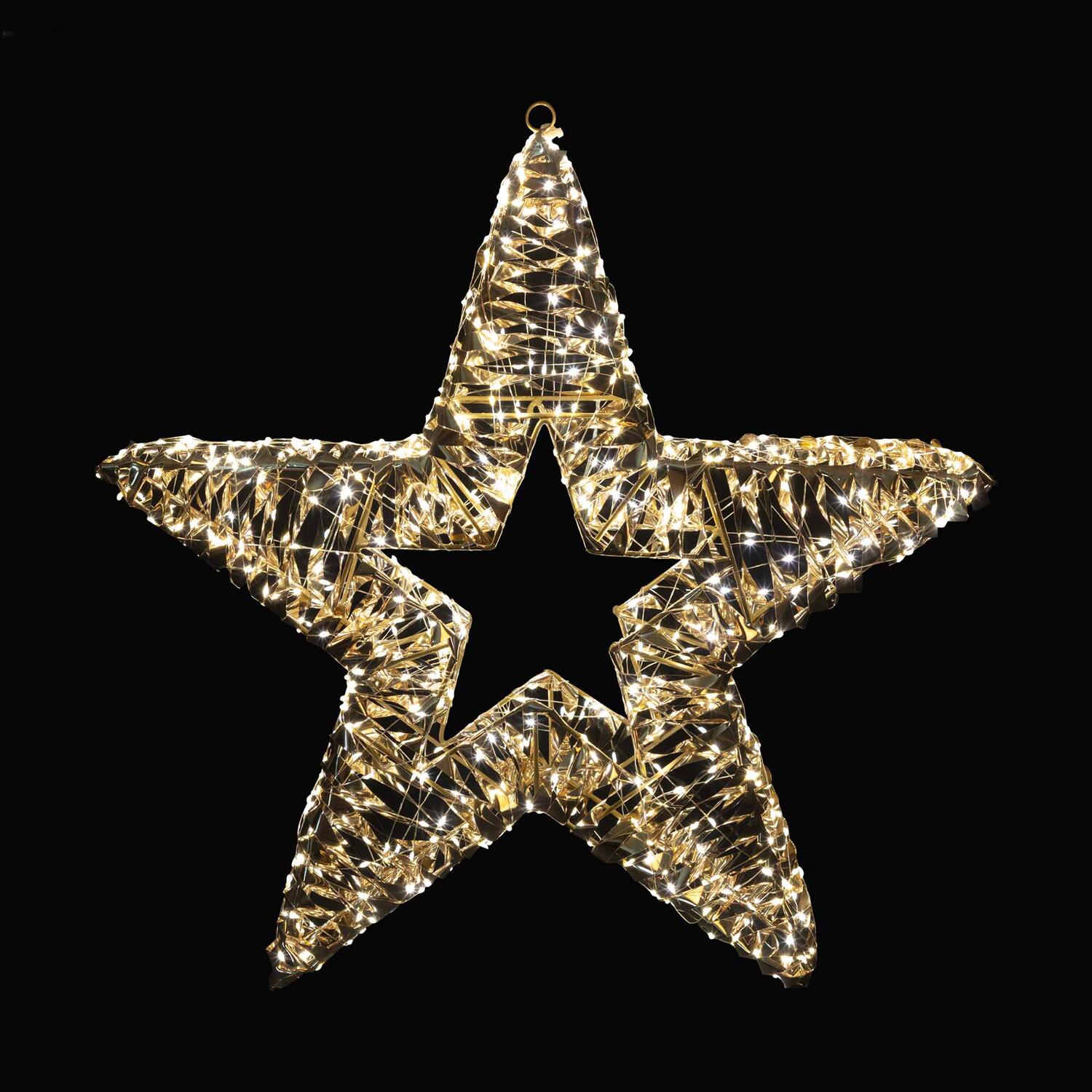 Stern, aus Metall/PET gold, mit LED, warmwei�, �60cm