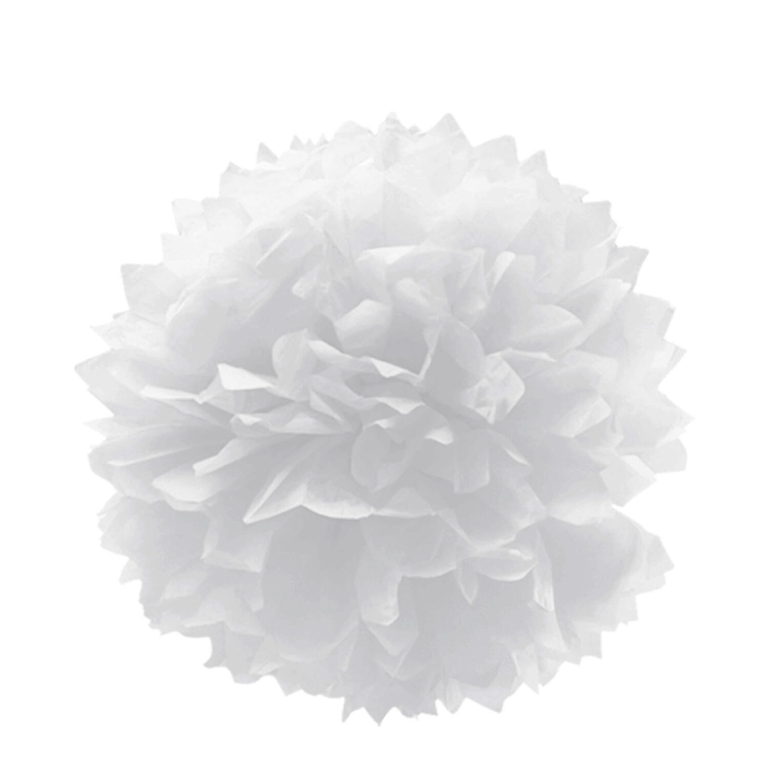 Pompon aus Papier, schwer entflammbar, wei, 40cm, 1 Stk.