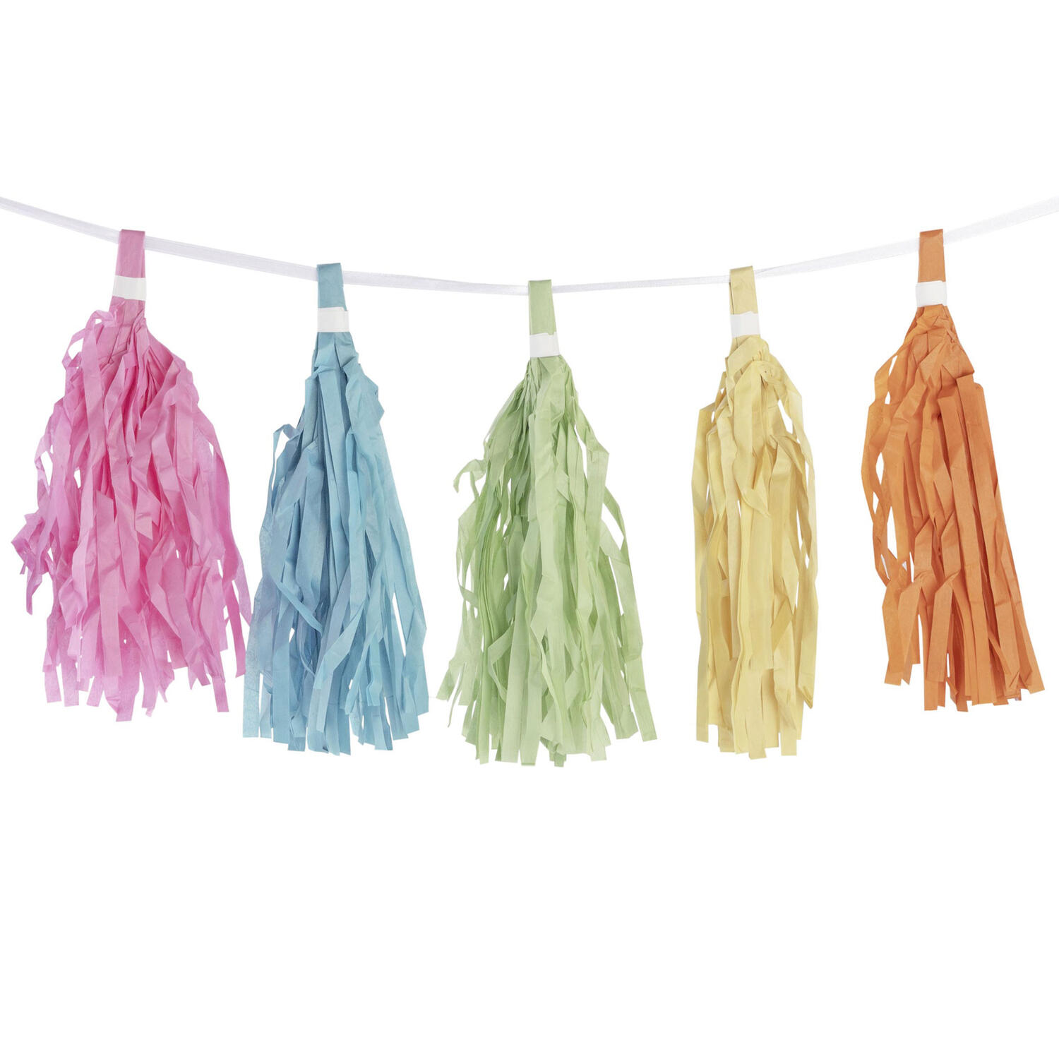 Tassel-Girlande Pastellfarben aus Papier schwer entflammbar 3m, 1 Stk.