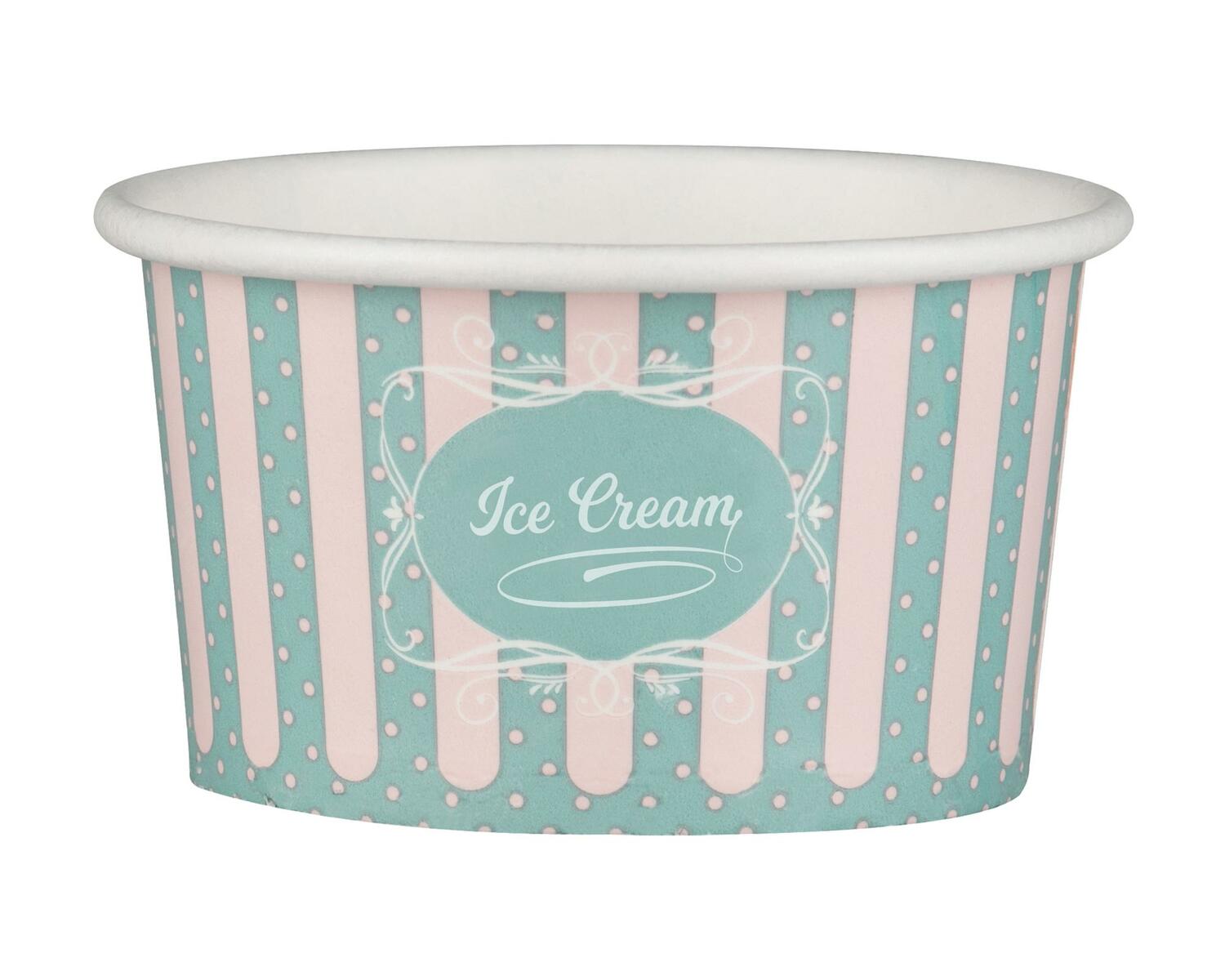 Eisbecher aus Papier Patisserie ICE CREAM Motiv 260 ml 8oz mit Deckel, 100 Stk.