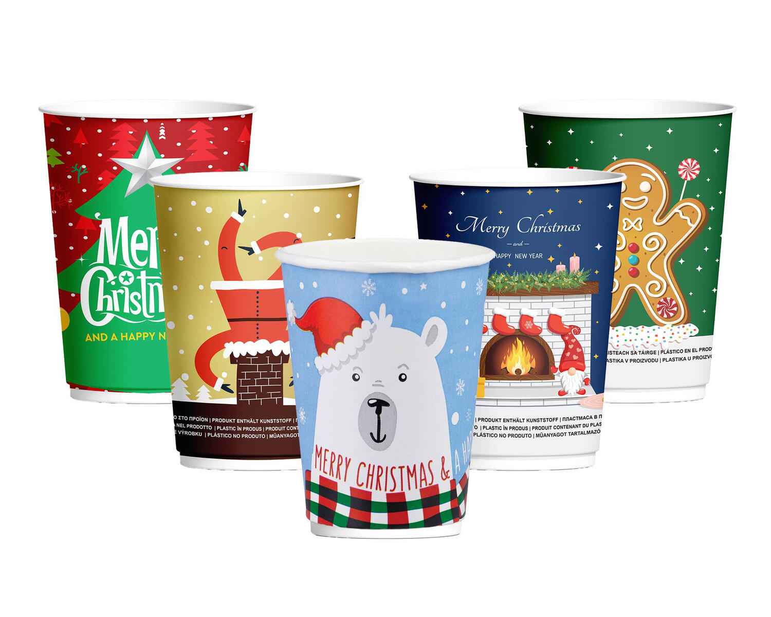 Pappbecher Hei�getr�nkebecher doppelwandig WEIHNACHTSMIX 200ml (max 270ml), 25 Stk.