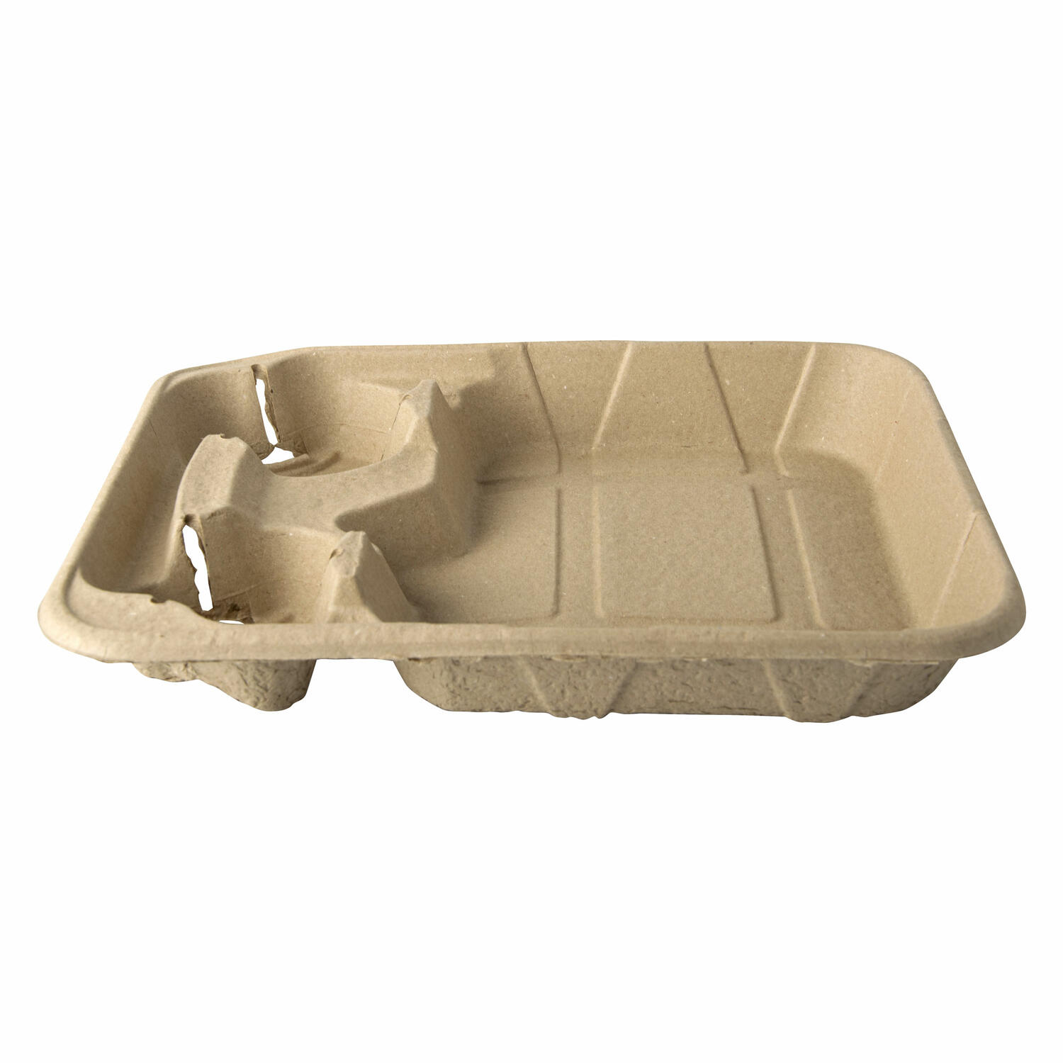 Tragetabletts Pappe To Go 4,7 x 26,6 x 33 cm fr 2 Becher + Mahlzeit, 100 Stk.