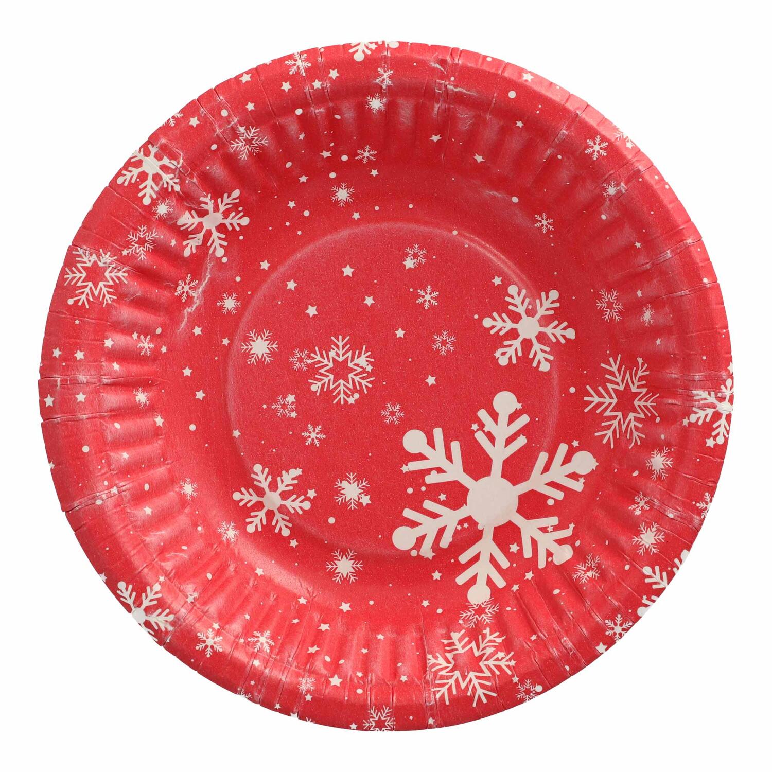 Pappschalen rund tief Winterzauber   19 cm x 3 cm rot, 50 Stk.