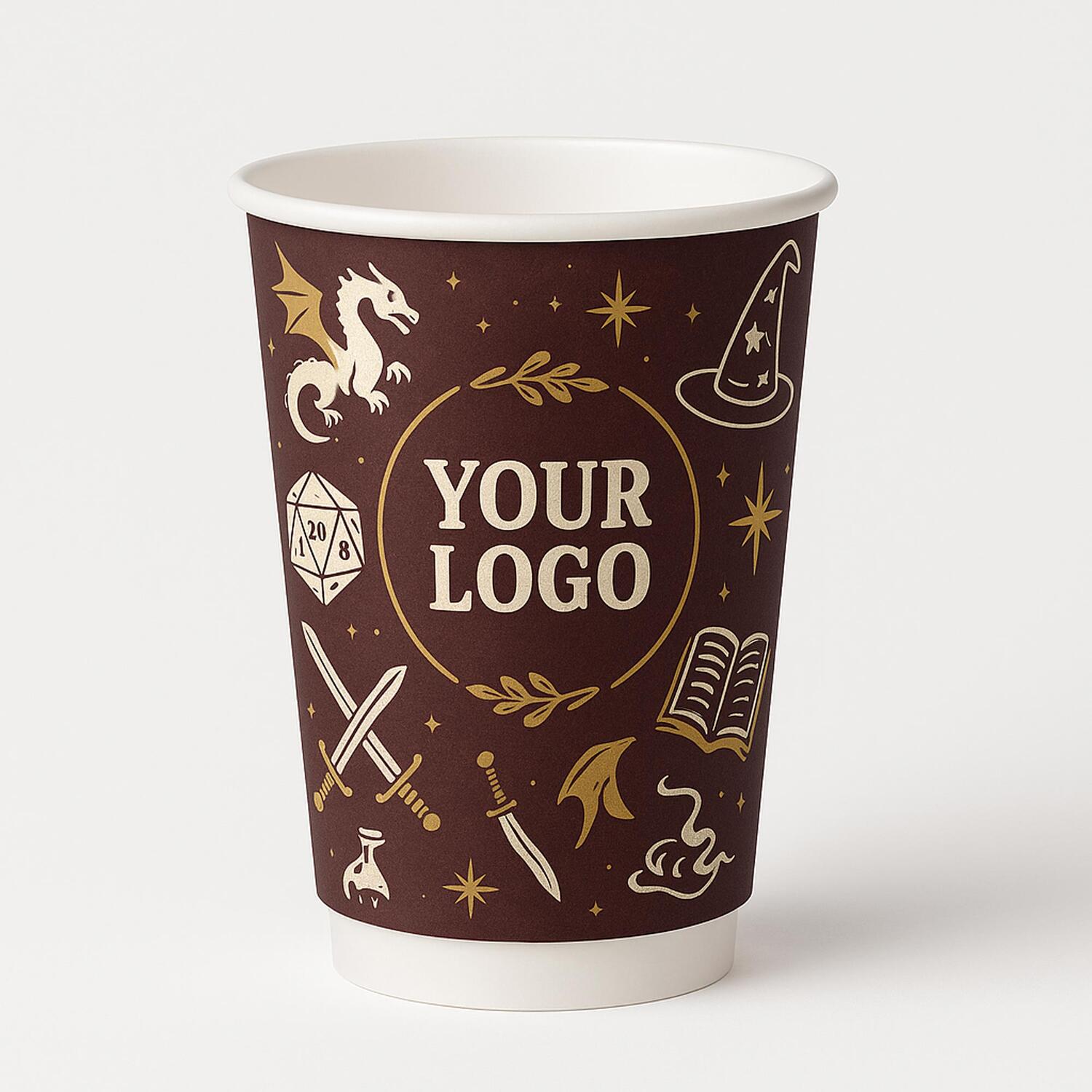 Personalisierbare Doppelwandbecher f�r Hei�- und Kaltgetr�nkebecher wei� 300 ml, 500 Stk.