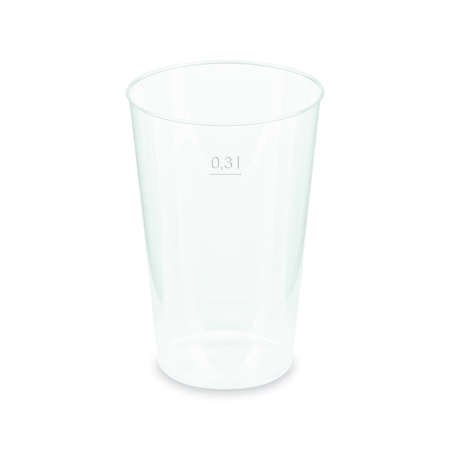 Mehrwegbecher Pfandbecher transparent PP Eichstrich 0,3 l  7,9 cm,  25 Stk.