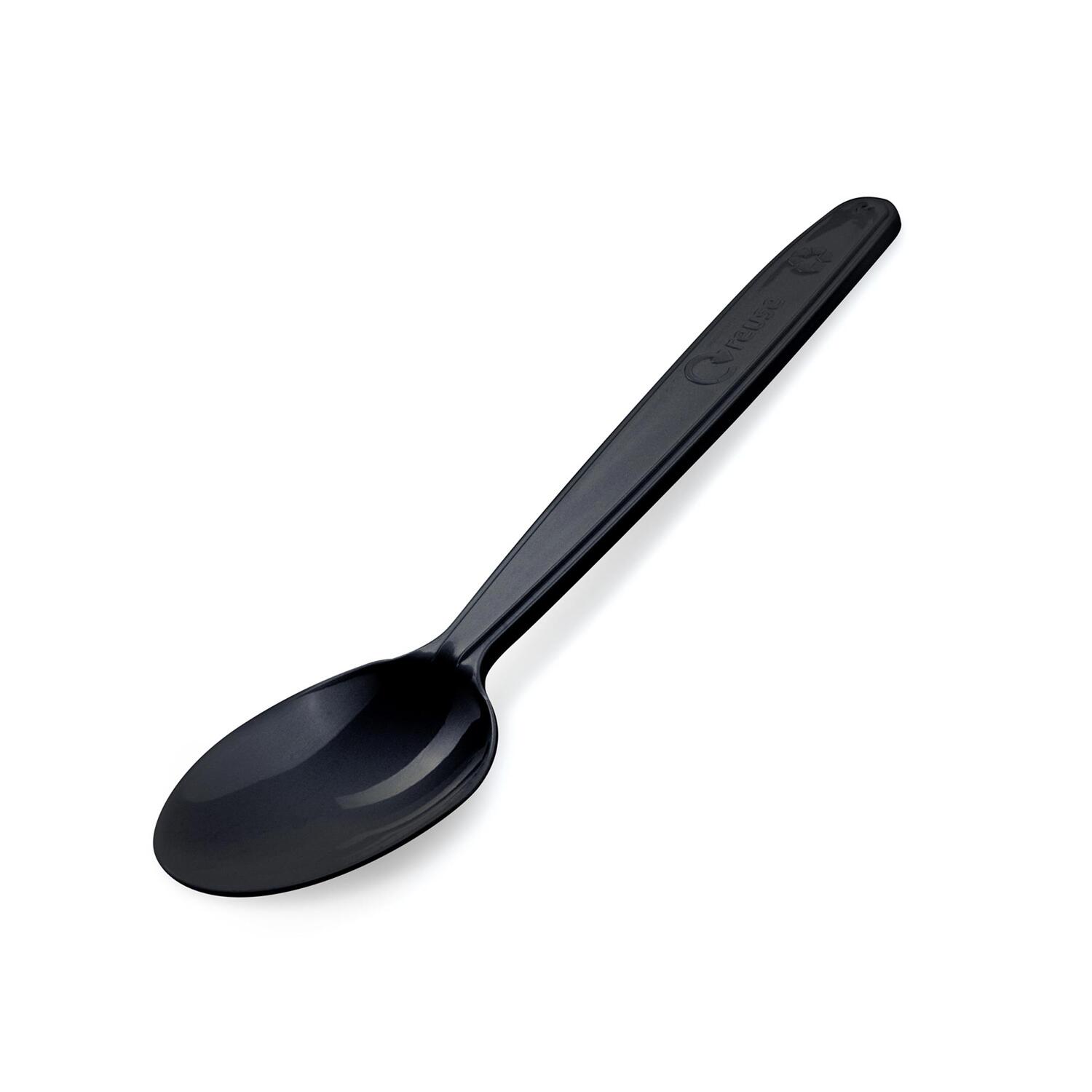 Mehrweg Kaffeelffel 13 cm schwarz wiederverwendbar 125 Waschzyklen PP, 50 Stk.