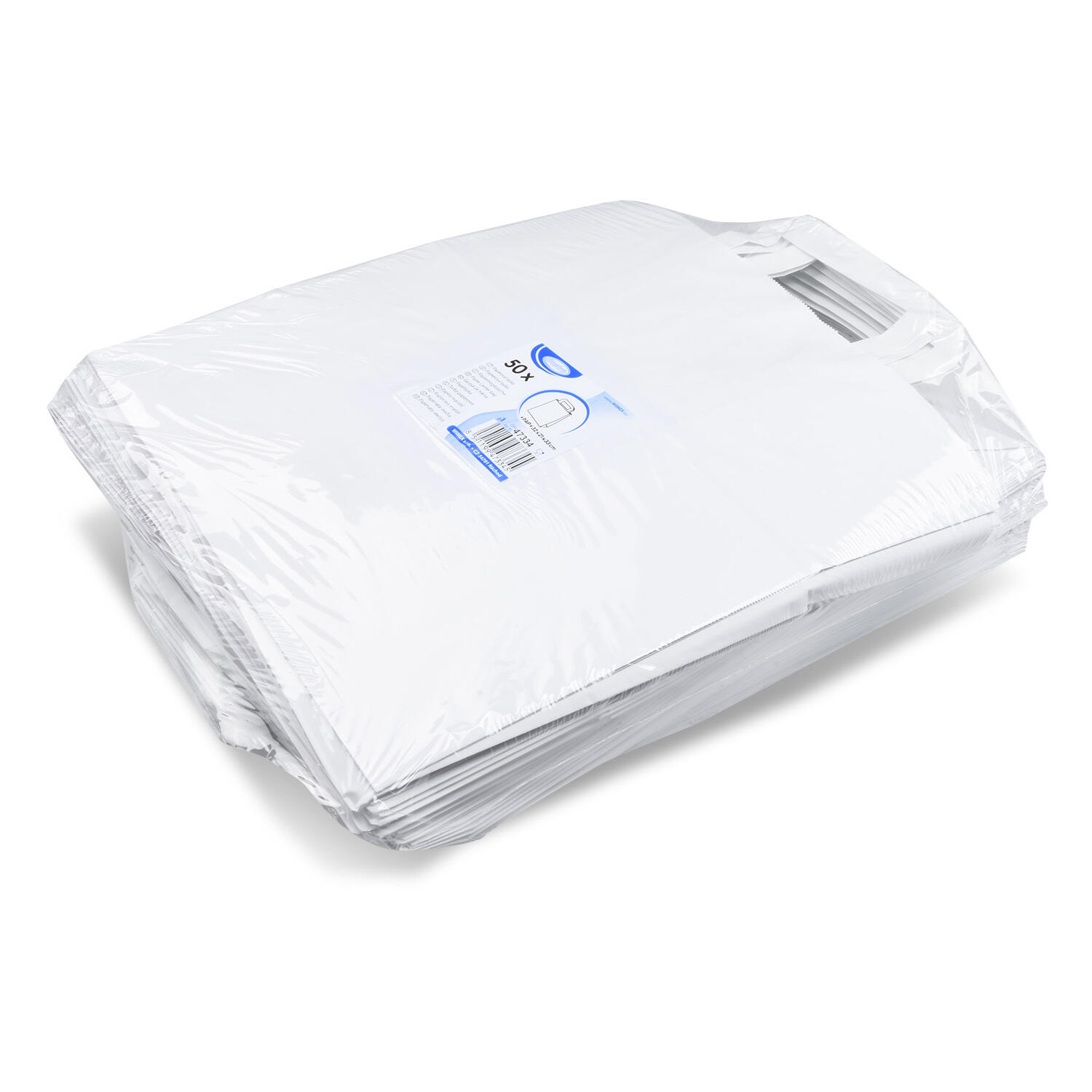 GASTRO Papiertragetaschen 33 x 32 x 21 cm mit EAN-Code weiss,  50 Stk.