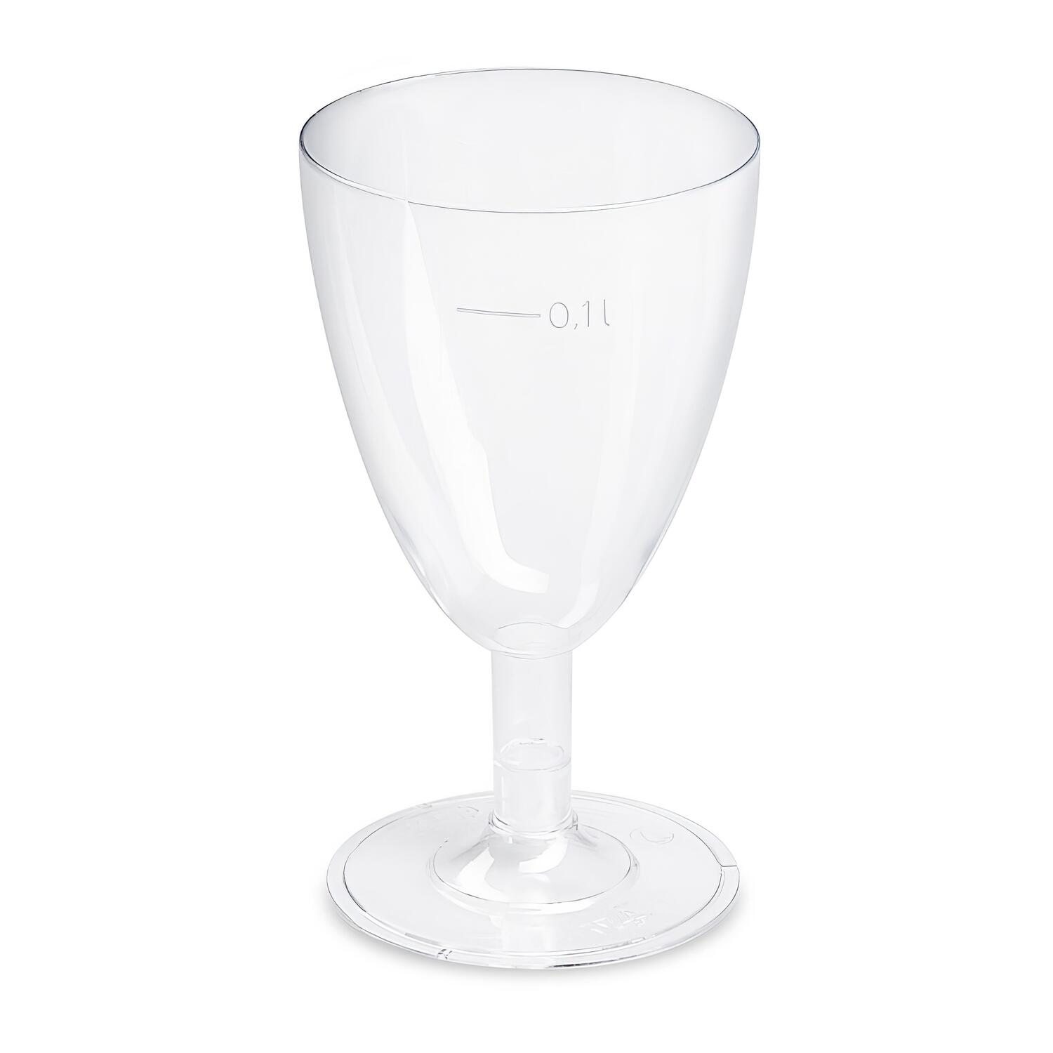 Einweg-Weinglas 100ml,  PS, 2 tlg. Ausfhrung, transparent glasklar,  6 Stk.