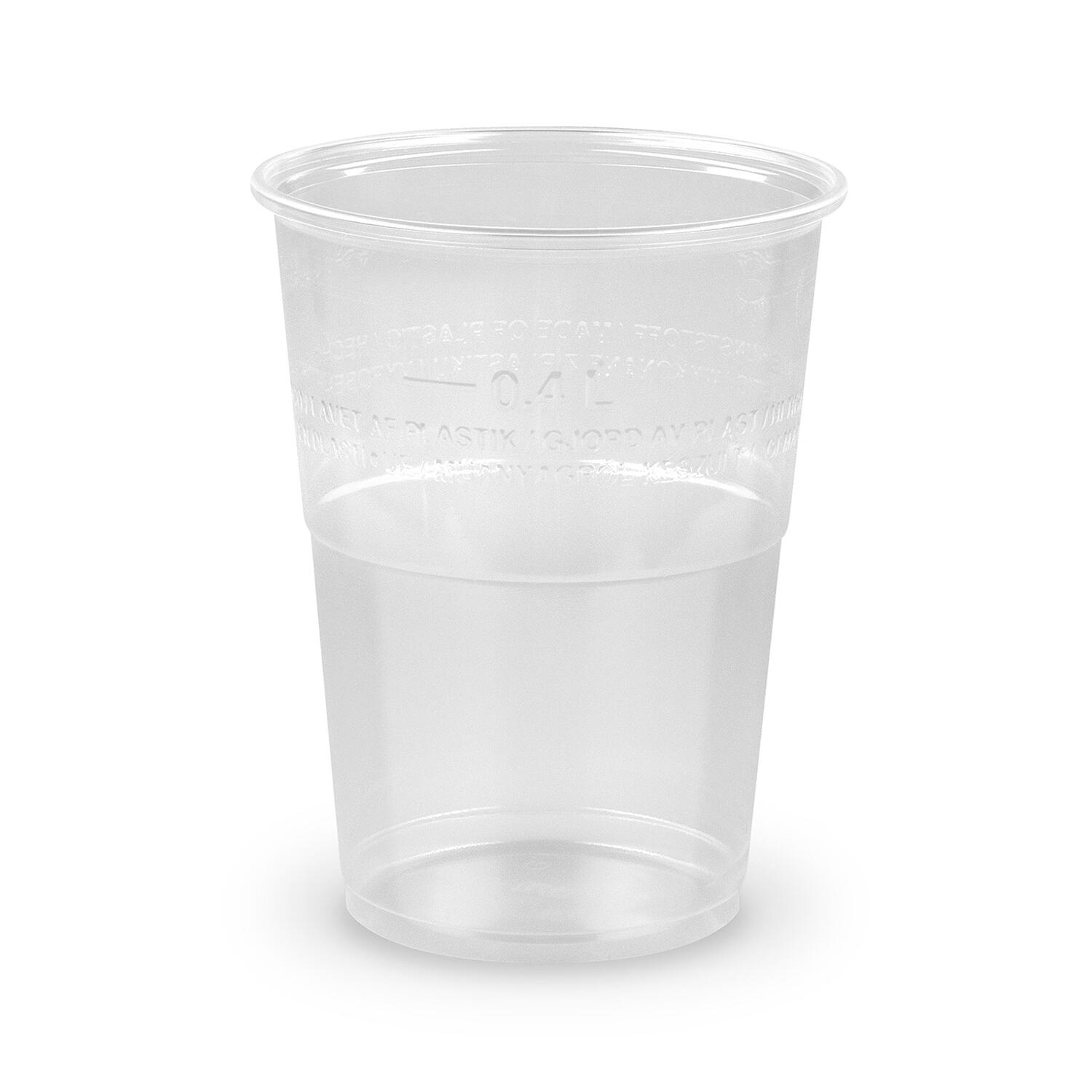 Trinkbecher transparent klar mit Eichstrich 0,4l PP, 50 Stk.