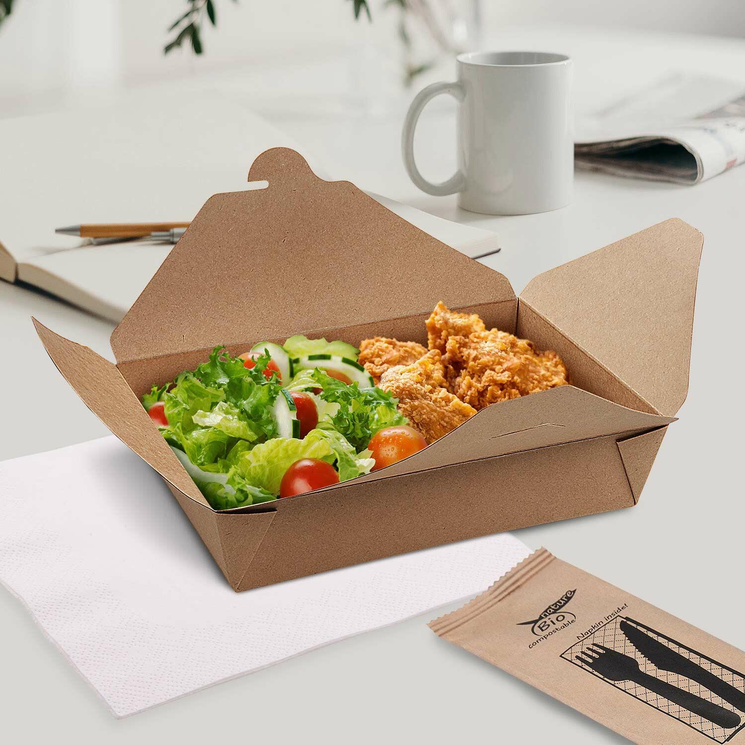 BIONATURE Food Boxen To GO M 1000ml kraft PE 151x120x50mm fettdicht, 50 Stk.