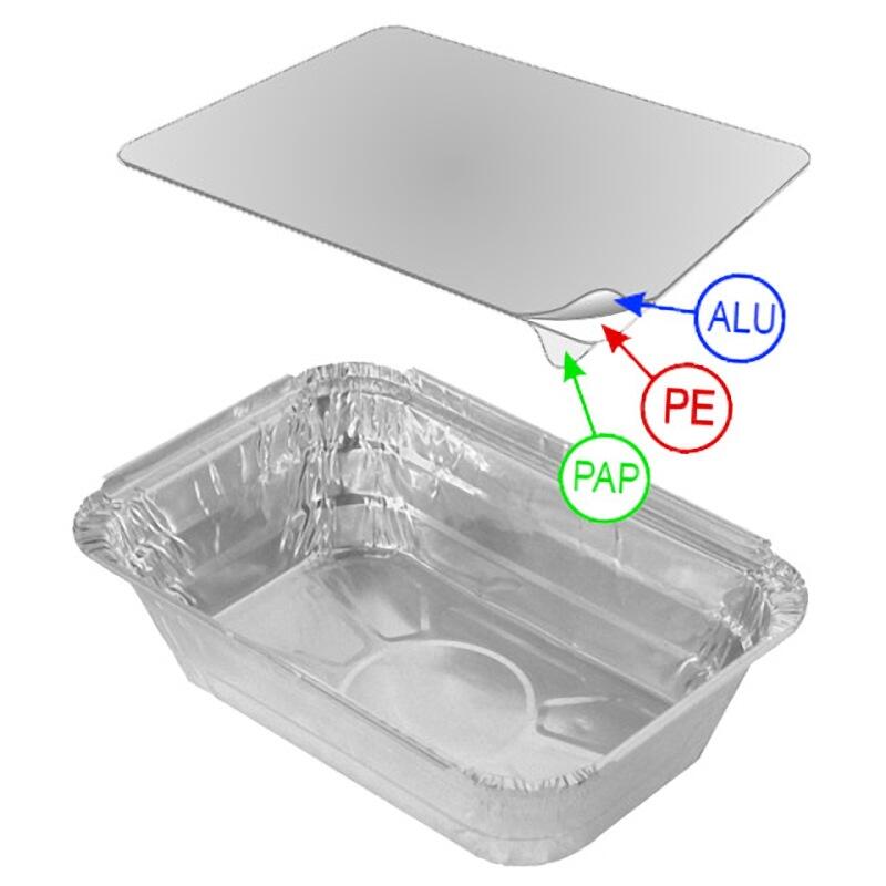 Alu-Pastaschale Servierschale eckig 935ml, inklusive Deckel, 10 Stk.