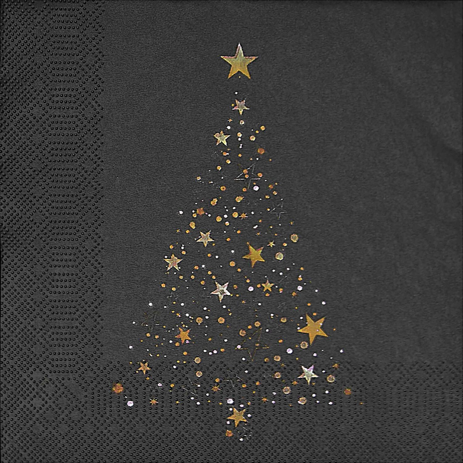 Weihnachtsservietten 3-lagig 33 x 33 cm Weihnachtsbaum in der Nacht, 20 Stk.