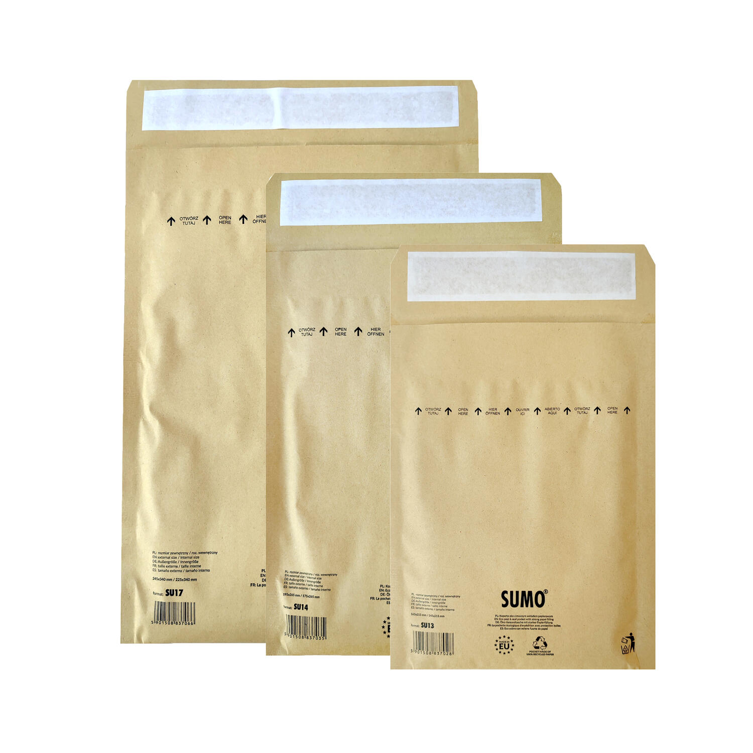 Papierpolstertaschen 195 x 265mm (A) | 175 x 265mm (I) braun, 50 Stk.